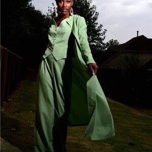 SHEIN Green Wide Leg Pants & Jumpsuit Set